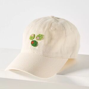 Anthropologie Frasier Sterling Beaded Olives Baseball Cap NWT